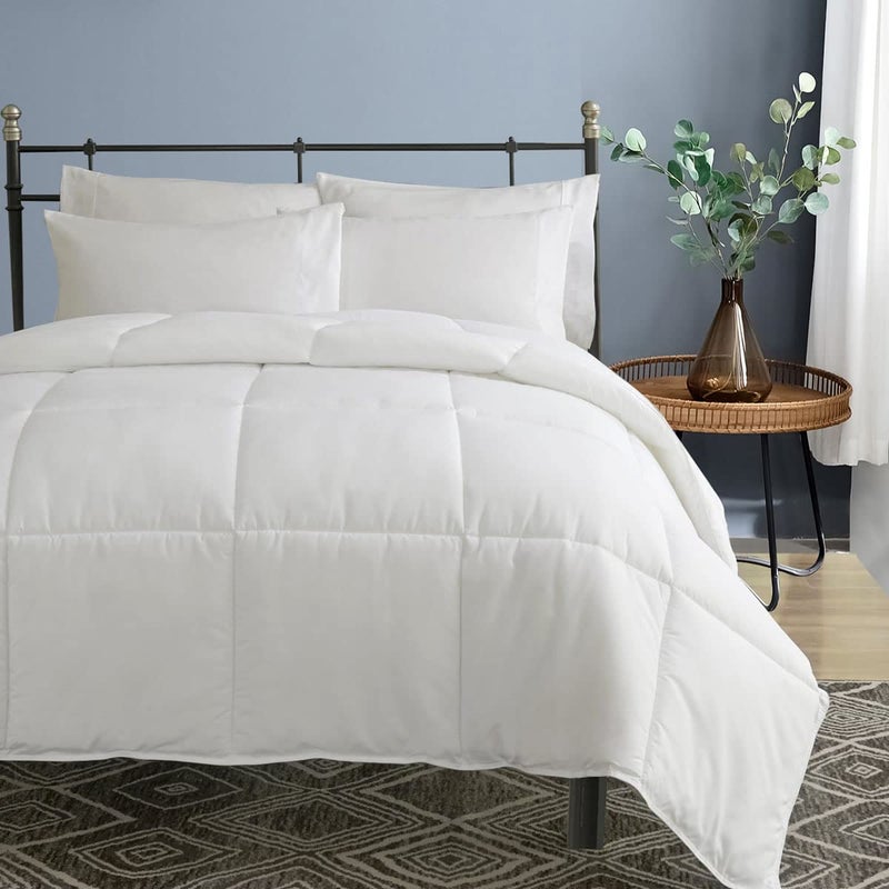 Dafinner 100% Cotton Cover Comforter Twin Size, Ultra-Soft Down Alternative Duvet Insert with Lyocell & Climaloftâ„¢ Blend Fill, Breathable Microfiber Comforter for All-Season (68x90â€, White) - Image 2